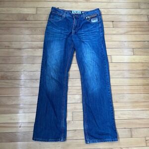 Tapout Vintage Mens Straight Leg Jeans Blue Medium Wash MMA Y2K Size 34x31